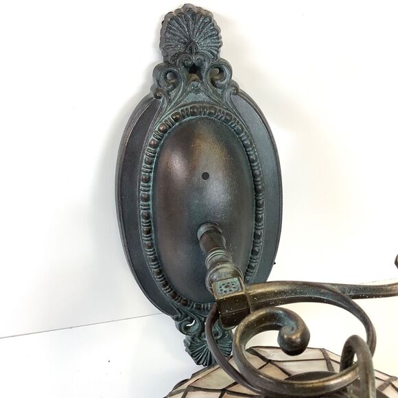 Stained Glass Hanging Electric Wall Sconce Grapes Metal Bracket Deco Mission - Picture 4 of 11